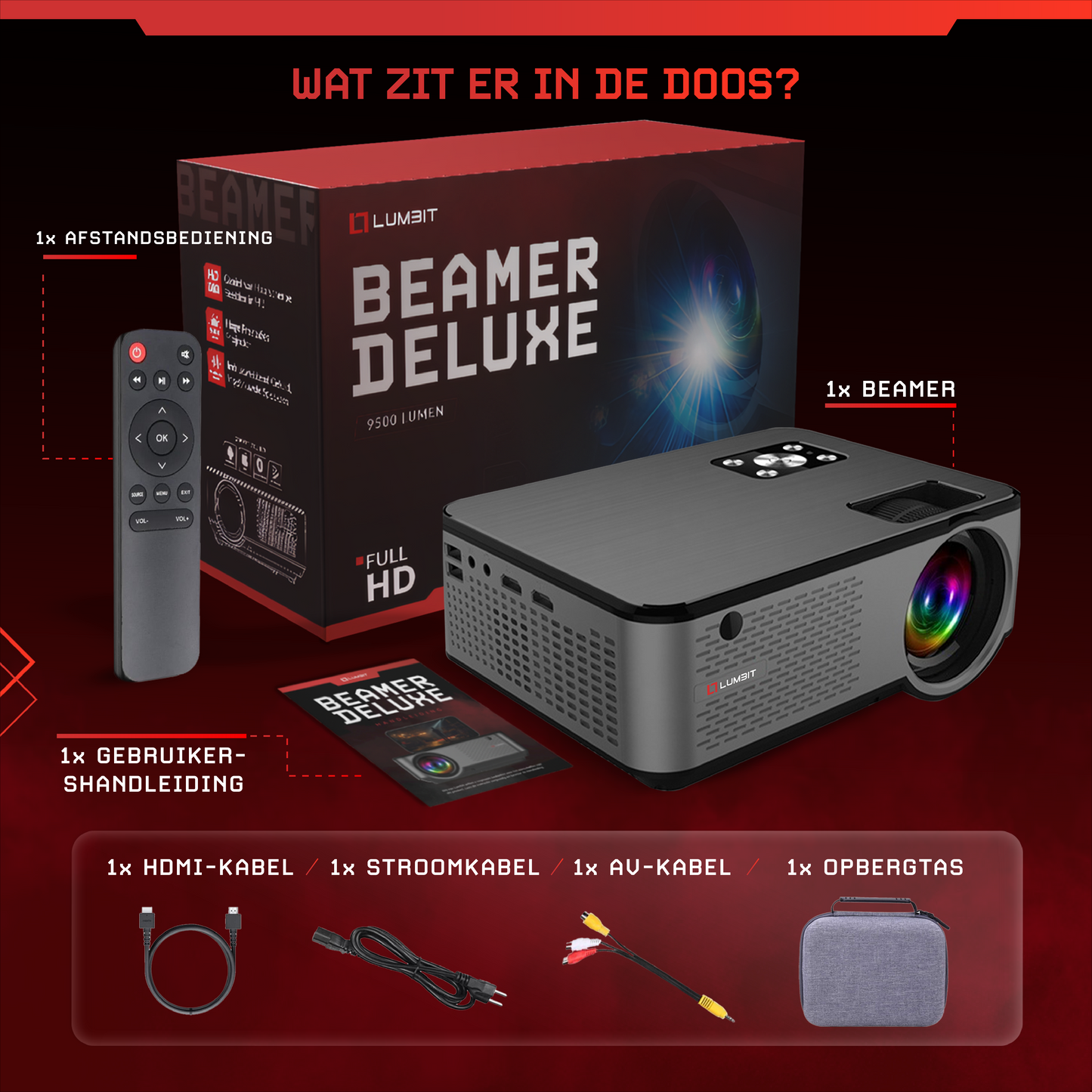 Lumbit® Projector Full HD - Home Cinema - 9500 Lumen