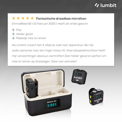 Lumbit Pulse Pro Draadloze Dasspeld Microfoon - Bereik tot 120m