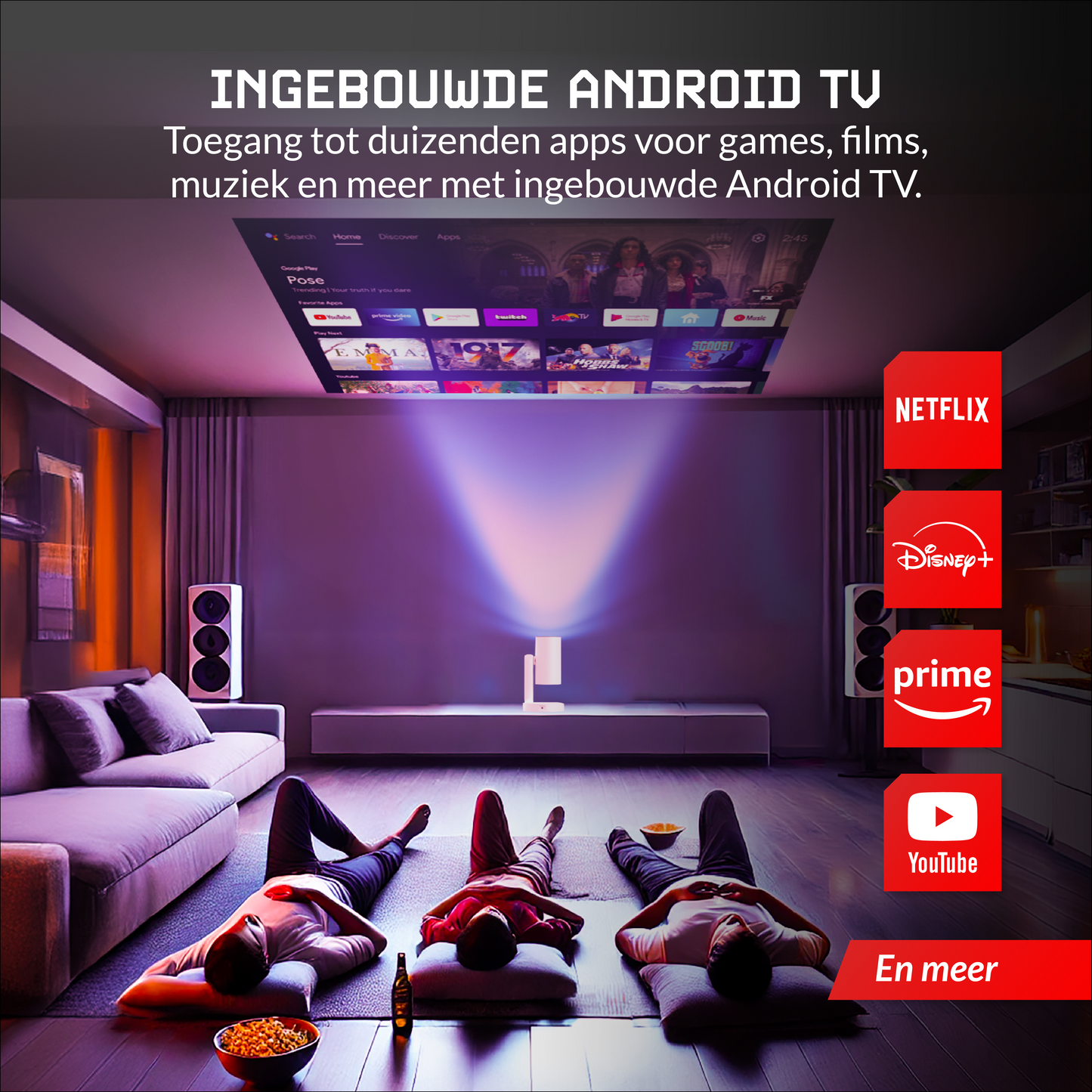 Lumbit® Vison Max Beamer - Input Full HD 5G - 7500 Lumen - Android 9.0