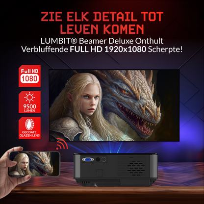 Lumbit® Projector Full HD - Home Cinema - 9500 Lumen