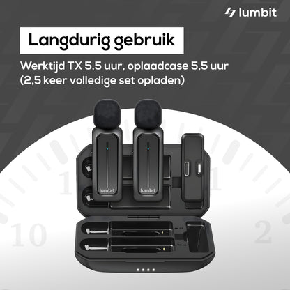 Lumbit Pulse Go Draadloze Dasspeld Microfoon - Bereik tot 20m