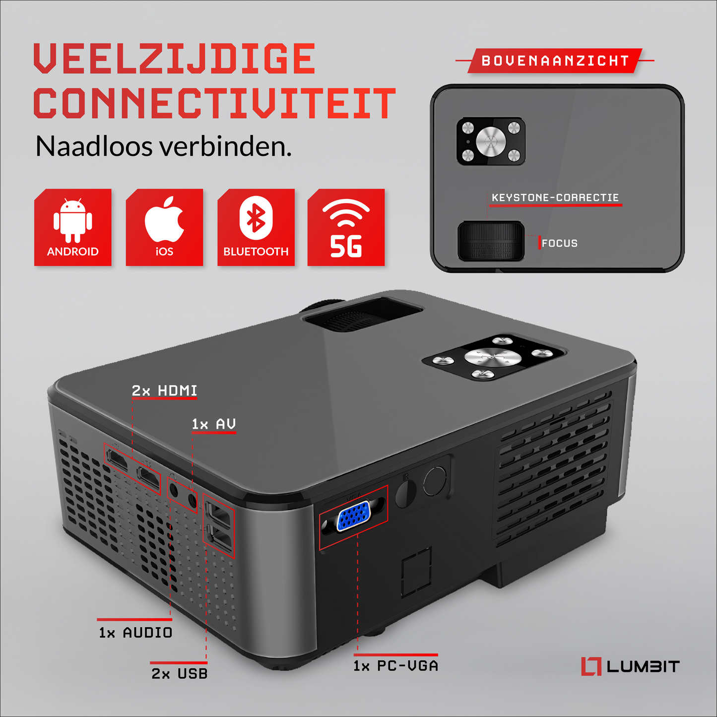 Lumbit® Projector Full HD - Home Cinema - 9500 Lumen